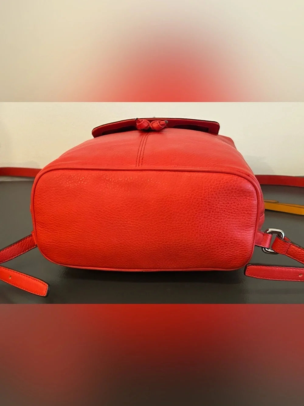 Coach Red Pebbled Leather Turnlock Drawstring Backpack Top Handle F24385